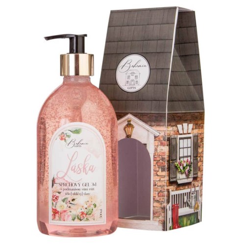 Bohemia Gifts Domeček Láska – sprchový gel 3v1 s extrakty šípku a růže 500 ml