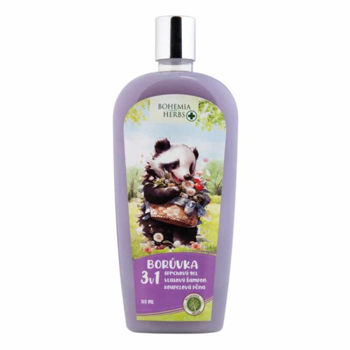 Bohemia Herbs 3v1 bublinková koupel a mycí gel pro děti 500 ml - borůvka