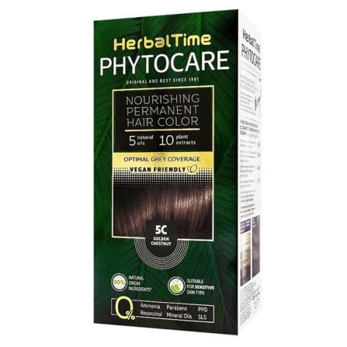 Herbal Time Phytocare permanentní barva na vlasy natural Vegan 5C zlatý kaštan 130 ml