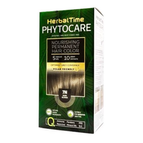 Herbal Time Phytocare permanentní barva na vlasy natural Vegan 7N tmavá blond 130 ml