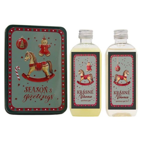 Vánoční dárková sada v plechovém boxu 2x sprchový gel 100 ml koník